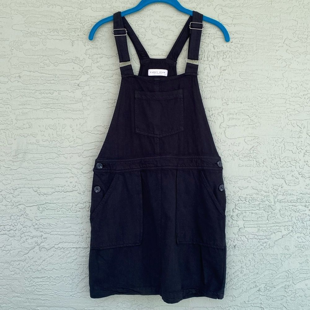 Carly Jean Los Angeles Black Overall Dress Sz S